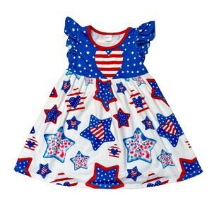 Penelope Plumm Patriotic Mixed Print Dress Size 3
